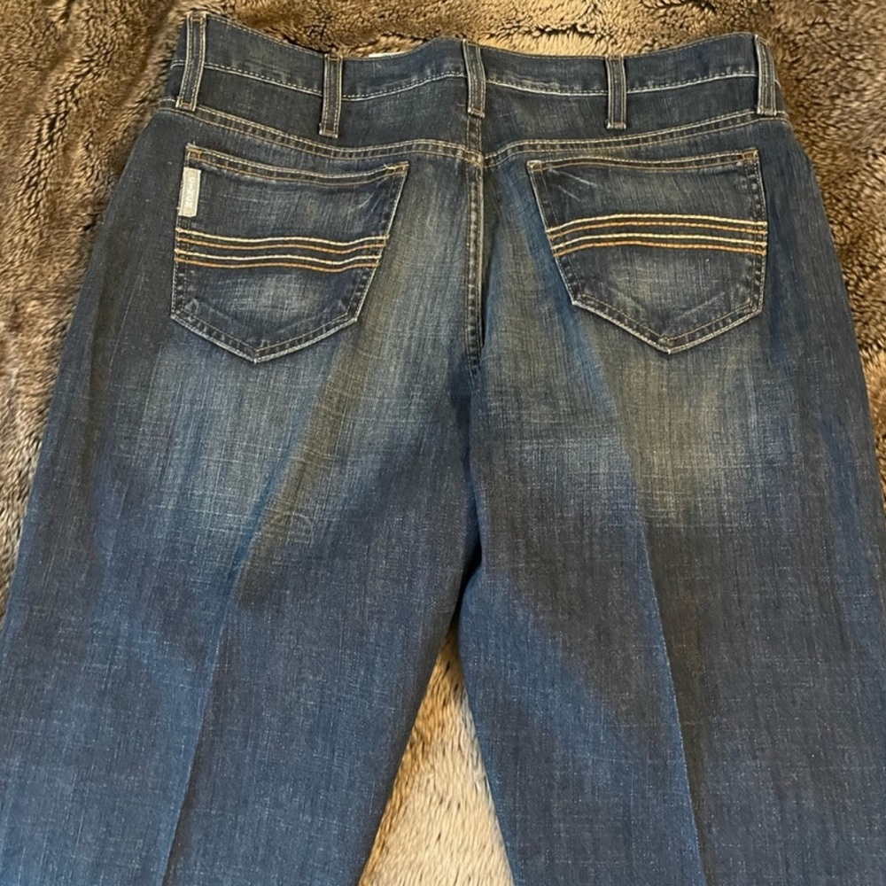 Blue Straight Jeans with Faded Wash